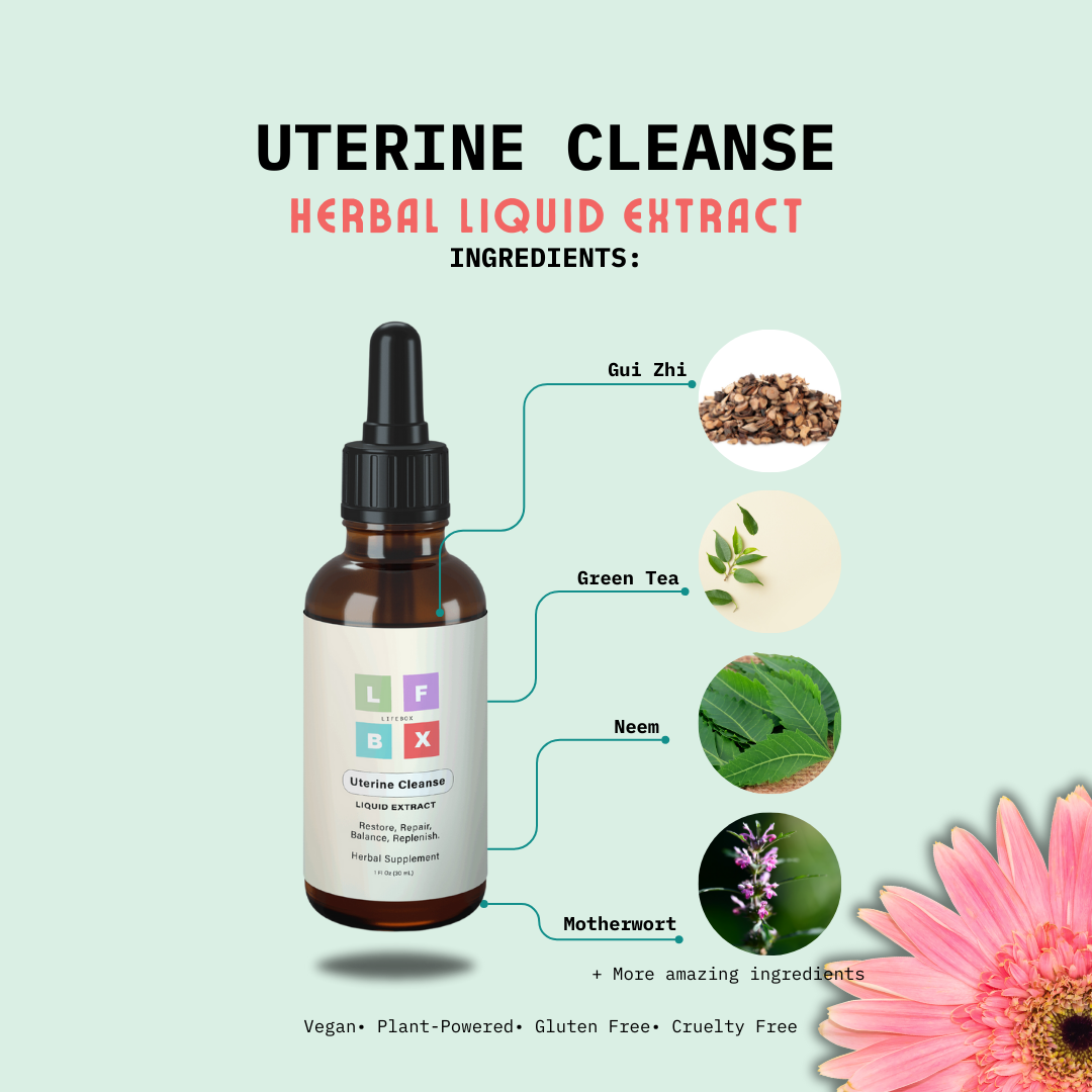 LFBX Uterine Cleanse: Green Tea, Motherwort, Neem for Women's Health.